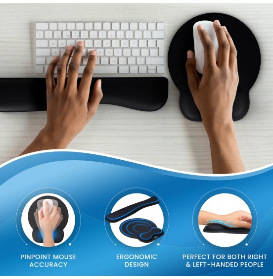 Everlasting Comfort Mouse Pad with Wrist Support - Includes Keyboard Wrist Rest - Ergonomic Memory Foam Desk Cushion for Carpal Tunnel - Computer, Laptop, Typing and Gaming Accessories