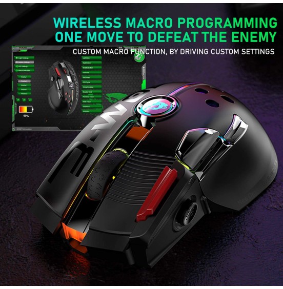 Wired/Wireless Gaming Mouse Up to 12000 DPI,Rechargeable Mouse with 1000mAh Battery,Type-C,Chroma RGB,9 Programmable Buttons+Rapid Fire,Joystick Ultralight Honeycomb Shell for PC Gamer(Mlik Tea White)