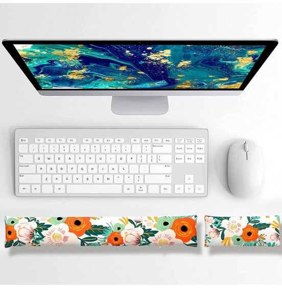 Atufsuat Bean Bag Wrist Rest, Ergonomic Wrist Support for Mouse and Keyboard, Beaded Cushion for Wrist Arm Hand Elbow Support, Computer Laptop Accessories, Office Desk Decor for Women Men, Teal Marble