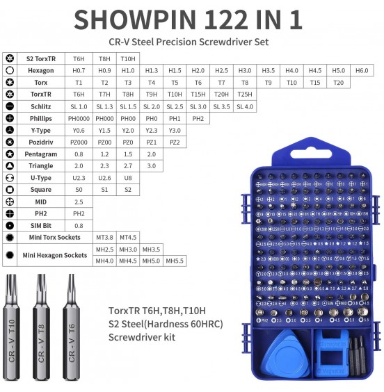 Computer Repair Kit, 122 in 1 Magnetic Laptop Screwdriver Kit, Precision Screwdriver Set, Small Impact Screw Driver Set with Case for Computer, Laptop, PC, for iPhone, Watch, Ps4 DIY Hand Tools -Grey